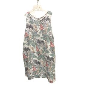 C&C California 100% linen tropical print shift dress 1X